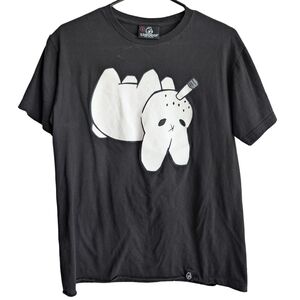 Kid Robot Smoking Rabbit Bunny Men's Small Black T-shirt Short Sleeve Graphic
